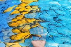 1 yard X 1.48 meter Shading Chiffon Fabric Beach Dress Material Feather Pattern