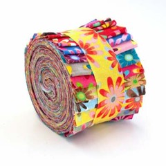 2.5 inch Crazy Daisy Jelly Roll 100% cotton fabric quilting 17 strips –