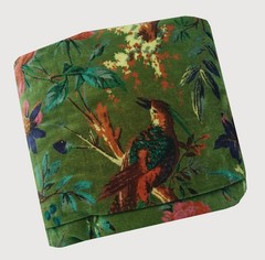 Luxury Soft Velvet Fabric Dress Sewing Upholstery Velvet Green Birds Printed Art