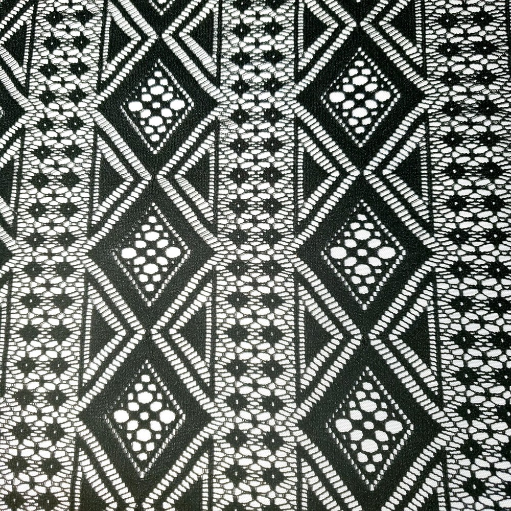 BLACK DIAMOND STRIPE LACE FABRIC 54″ BY THE YARD GOTHIC GEOMETRIC LACE
