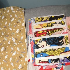 Assorted Craft Fabric Scrap Lot Mixed Prints Easter Bunnies Comics Floral Citrus