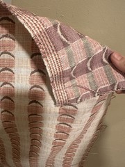 2 yds Rebecca Atwood INDOOR OUTDOOR Uphol Fabric- Crescent Plaid / Shell Pink