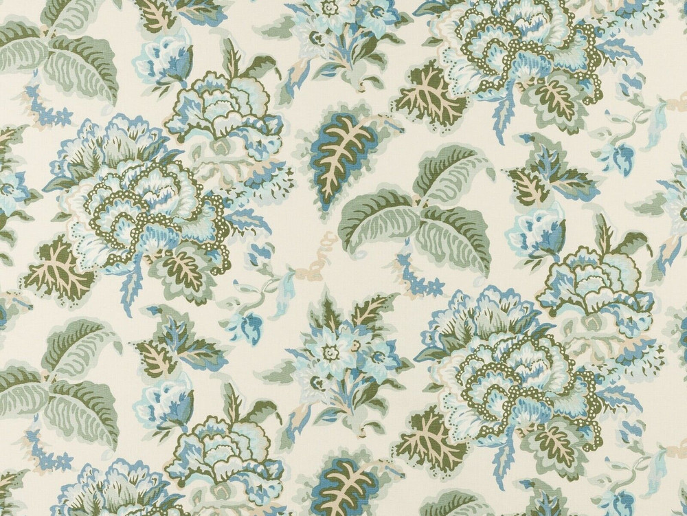 COWTAN & TOUT CURTAIN FABRIC DESIGN Palmerston 4 METRES BLUE/WILLOW 100% LINEN