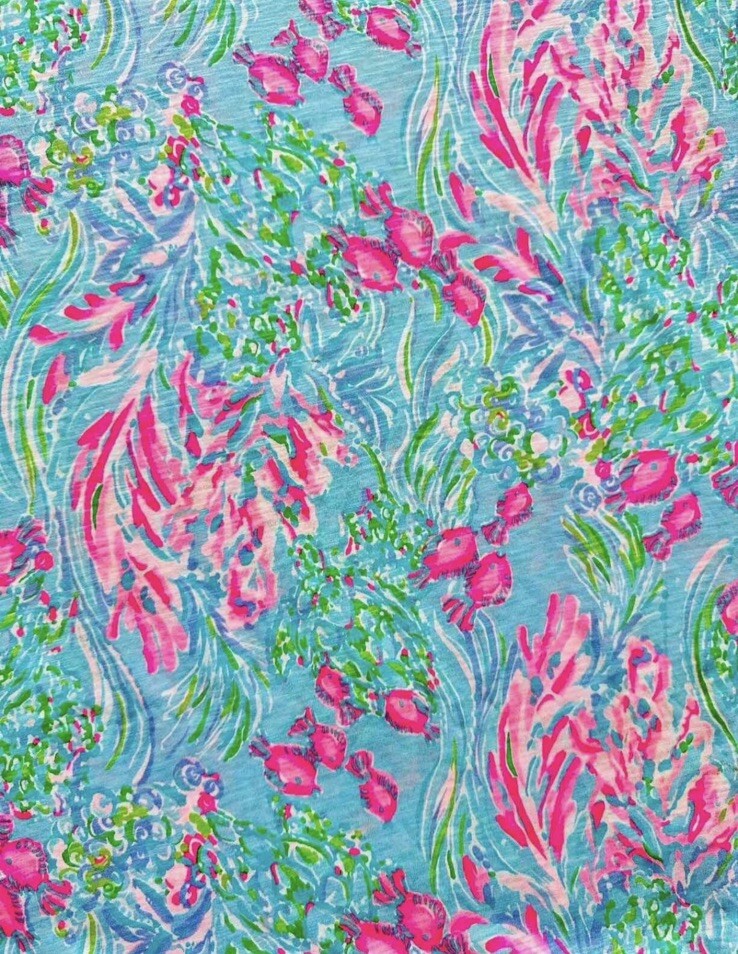 ~ Lilly Pulitzer Fabric Cotton Slub – Dish My Wish , 18”x28” # 154
