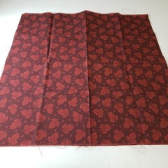 Autumn Leaf Fabric Remnants 2pc 21×21 Brown Red Quilting Craft Fabric