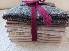 Bundle 6 Nice Wool Fabric Pieces 10×12″ Tan Brown Tweed for Crafts Rug Hooking