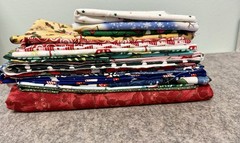 Lot Of 19 Christmas Fabrics, Yardage & Pieces
