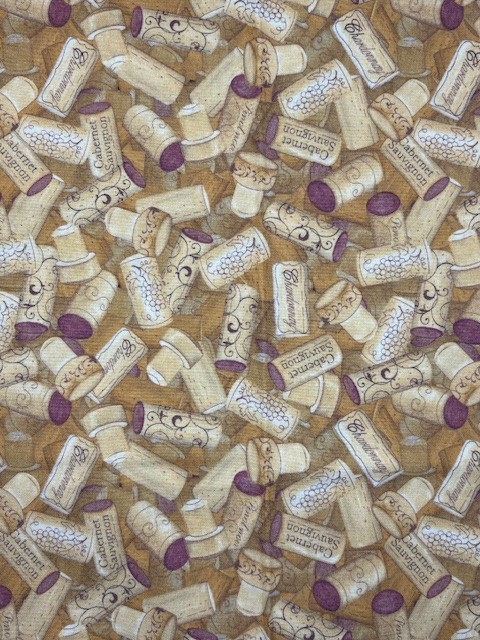 Wine O’Clock Cork Fabric Cynthia Coulter Wilmington Cotton 44″ 1+ Yard