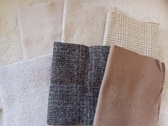 Bundle 6 Nice Wool Fabric Pieces 10×12″ Tan Brown Tweed for Crafts Rug Hooking