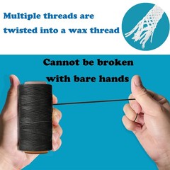 HILELIFE 568 Yards 2 PCS 150D 0.8mm Waxed Thread for Leather Sewing, black