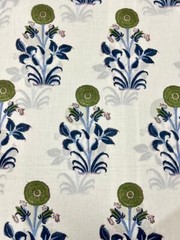 2.5 Yard Hand Block Print Handmade Cotton Indian Natural Sanganeri Print Fabric.