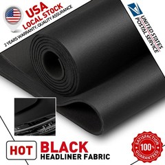 Flat Knit Headliner Flame Retardant Fabric Replace Car Roof Medium Black 60″×60”