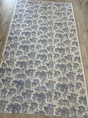 Vtg Waverly Rustic Toile Cotton 98 X 56” Retired Fabric Indigo Blue & White
