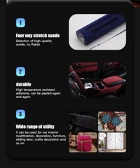 For DIY Craft Self Adhesive Faux Suede Fabric Car Interior Stretch Wrap